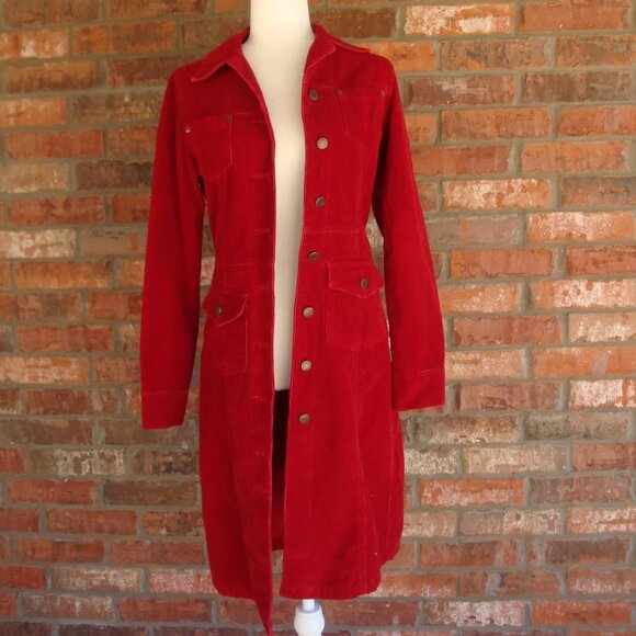 Vintage red corduroy duster jacket Sz XS - Picture 2 of 8